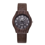 Lady Madeira Vintage Grain relógio de quartzo simples PU Leather Strap relógio de pulso Analógico