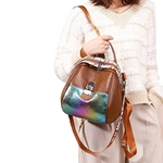 Lady Mini Shell Forma Mochila Elegante Cartas PU Viagem Handbage Bolsa de Ombro
