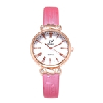 Lady numeral romano Quartz Relógio Rhinestone PU couro fino Strap analógico relógio de pulso