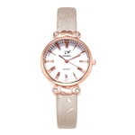 Lady numeral romano Quartz Relógio Rhinestone PU couro fino Strap analógico relógio de pulso