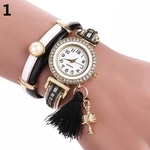 Lady Retro Bell Tassels Rhinestone Charm Bracelet Relógio De Pulso Relógio De Pulso De Quartzo