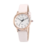 Lady Simple Wave Line Quartz Watch PU Leather Strap Analog Pin Buckle Casual Wristwatch