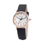 Lady simples linha onda de relógio de quartzo PU Leather Strap Analog Pin Buckle Relógio de pulso Casual