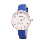 Hao Lady Simples Relógio De Quartzo Big Rodada Dial Pu Couro Fino Strap Analógico Relógio De Pulso Watch