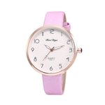 Lady simples relógio de quartzo Big Rodada Dial PU couro fino Strap analógico relógio de pulso