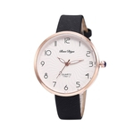 Lady simples relógio de quartzo Big Rodada Dial PU couro fino Strap analógico relógio de pulso