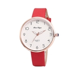 Lady simples relógio de quartzo Big Rodada Dial PU couro fino Strap analógico relógio de pulso