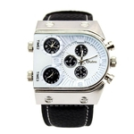 Relógios de pulso relógio de homem Oulm Man`s Moda Veja com 3 Movimento Quartz Dial pulseira de couro branco por AHMET