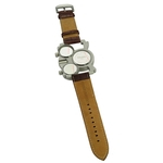 Luxo redonda de metal Disque Veja com Dial Três Quartz Movement / Brown