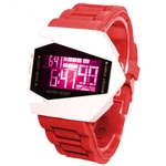 LanLan Plane Style Digital Display LED Relógio de pulso de silicone elegante (vermelho)