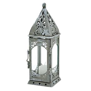 Lanterna Decorativa BTC Ferro 24x8x8 Cm - Cinza