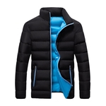 Fique Collar Down Jacket com zíper Casual Brasão Magro Sobretudo para o inverno do homem