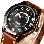 Homens de negócios de relógio de quartzo Week Data de exibição Leather Strap Moda relógio de pulso