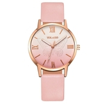 Mulheres Gradient relógio de quartzo borboleta numeral romano PU Leather Strap analógico relógio de pulso Casual