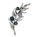 Women Lady Alloy Vintage Personality Leaf Flower Brooch Clothing Accessories