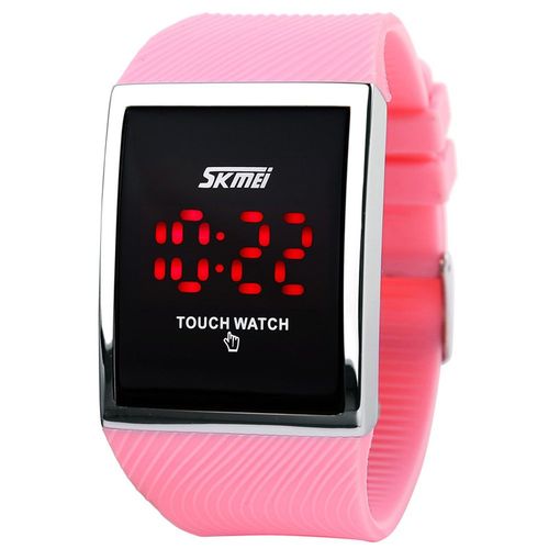 LED criativo Tela Retângulo toque relógio de pulso Digital Display Ergonomic Watch - rosa