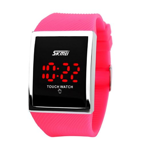 LED criativo Tela Retângulo toque relógio de pulso Digital Display Ergonomic Watch - Rose Red