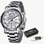 LIGE Assista Men Fashion Desportivo relógio de quartzo Mens Relógios Top Marca de luxo Prata All Steel impermeável relógio de pulso Relogio Masculino