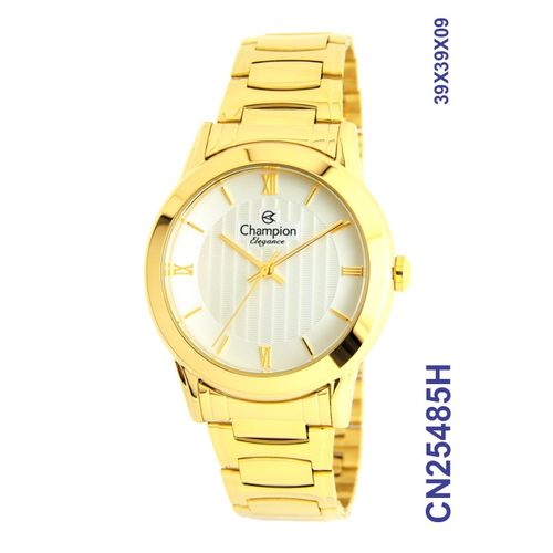 Lindo Relógio Feminino Dourado Luxo Casual Champion Cn25485H