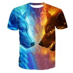 Lobo Duplo homens Moda Cool 3D Printing Chefe Digital Curto Casual Sleeve T-shirt