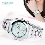 HAO LONGBO8399 Moda Mulheres Rodada Dial relógio de pulso com Steel Band Watch