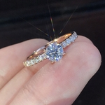 Simples Diamonds S925 prata bijuterias Engajamento anel de casamento