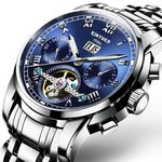 Luxo Clássico Relógios Masculinos Mecânicos Relógio de Pulso Safira Aço Inoxidável Cavalheiro Moda Assista Azul