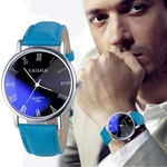 Luxo Moda Faux Leather Mens Quartz Analog Watch Rel¨®gios Azul