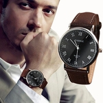 Luxo Moda Faux Leather Mens Quartz Analog Watch Rel¨®gios