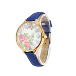 Luxo Mulheres Lady Flower impress?o Rosa de Ouro Dial Floral Vestido rel¨®gio de pulso Flor