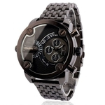 Luxo Oulm impermeável relógio de quartzo com dupla Movt Analog Indique Aço Watchband por Homens