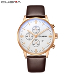 Luxury Fashion Faux Leather Mens Blue Ray Glass Quartz Analog Watches With Calen