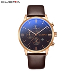 Luxury Fashion Faux Leather Mens Blue Ray Glass Quartz Analog Watches With Calen