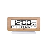 Madeira Eletrônico Despertador Com Indoor Temperatura Calendário Madeira Alarm Clock - Amarelo