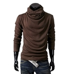 Long Sleeves Shirt Solid Color Base Shirt of Pile Collar Pullover Sweater for Man Autumn