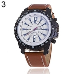 Masculinas Simples Faux Leather Strap analógico Quartz escritório de negócio do relógio de pulso