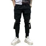 Masculino casual calça colaterais Correias projeto Macacões Limite Leg Openging grandes bolsos Streetwear Esportes Sweatpants