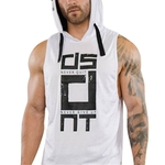 Masculino Casual capuz mangas Colete Stylish Vest Tops presente fitness Sports Wear