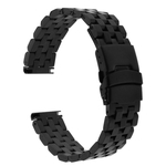 Masculino Sólido Aço Inoxidável Pulseira De Relógio Duplo Bloqueio Banda Sólida Preto 20mm