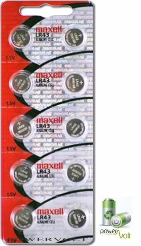 Maxell Lr43 Ag12 1.5V Alcalina | Cartela com 10 Unidades