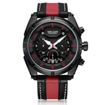 MEGIR Men # 039; s esportes relógio Quartz Relógios Calendário Luminous Waterproof Couro Strap 2076G