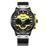 MEGIR Men # 039; s esportes relógio Quartz Relógios Calendário Luminous Waterproof Couro Strap 2080G