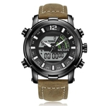 MEGIR Men # 039; s esportes relógio Quartz Relógios Calendário Luminous Waterproof Couro Strap 2089G