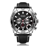 MEGIR Men # 039; s esportes relógio Quartz Relógios Calendário Luminous Waterproof Couro Strap 2094G