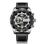 MEGIR Men # 039; s esportes relógio Quartz Relógios Calendário Luminous Waterproof Couro Strap 2096G
