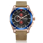 MEGIR Men # 039; s esportes relógio Quartz Relógios Calendário Luminous Waterproof Couro Strap 2098G