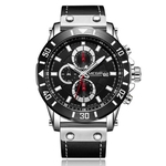MEGIR Men # 039; s esportes relógio Quartz Relógios Calendário Waterproof Couro Strap 2081G