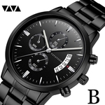 Men Luxury Casual Watch Quartz Stainless Steel Waterproof Calendar Watch