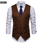 Men V-Neck Colete Single-breasted Gilet partido do negócio Wedding Night Club Vest com corrente