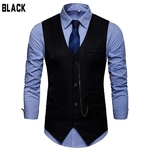 Men V-Neck Colete Single-breasted Gilet partido do negócio Wedding Night Club Vest com corrente